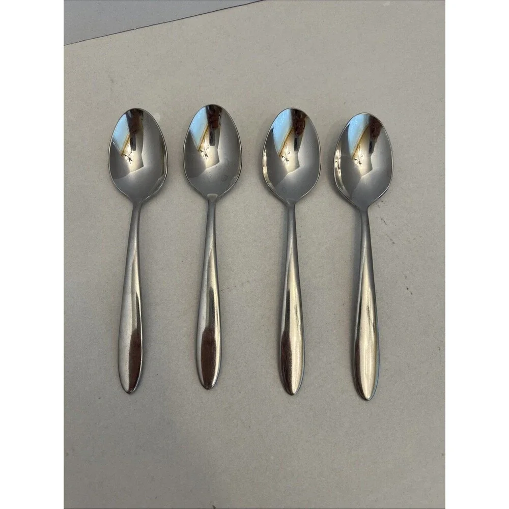 4 Oneida MOONCREST Jennifer Trista Luann Teaspoon Spoons Stainless Flatware